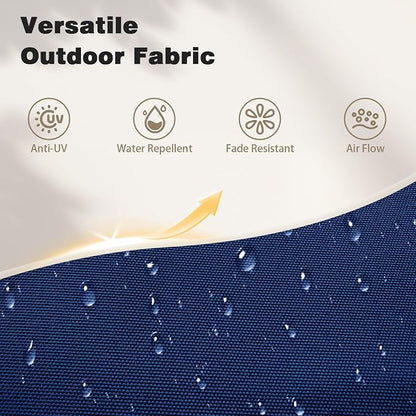 AreShark 15FT Large Rectangular Patio Umbrella with Solar Lights, Deep Navy | Rectangle Lighted Outdoor Umbrella with Crank, Double-Sided Market Umbrella with Base for Porch, Lawn, Pool, Backyard