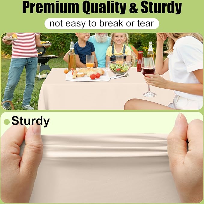 Smiry Disposable Table Cloth - 15 Pack, 54 x 108 Inch Waterproof Rectangle Tablecloths for Parties, Decorative Plastic Table Cover, Leakproof & Sturdy, Ivory