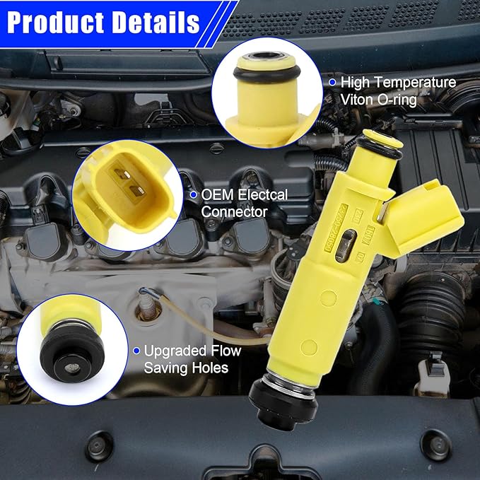 4PCS Fuel Injectors FJ639 for Toyota RAV4 2.0L 2001-2003 Replacement 23209-28050 842-12266 800-1602N