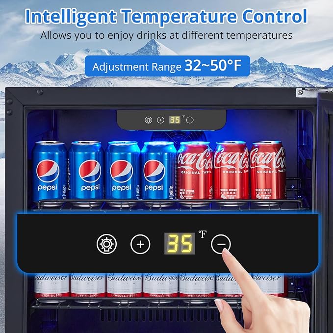 GarveeHome 24 in Beverage Refrigerator, Weather Proof Stainless Steel Beverage Fridge for Outdoor Kitchen and Patio, Indoor/Outdoor Beverage Cooler for 180 Cans, Built-in/Freestanding