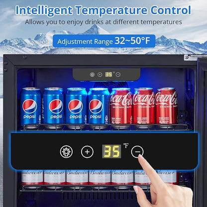 GarveeHome 24 in Beverage Refrigerator, Weather Proof Stainless Steel Beverage Fridge for Outdoor Kitchen and Patio, Indoor/Outdoor Beverage Cooler for 180 Cans, Built-in/Freestanding