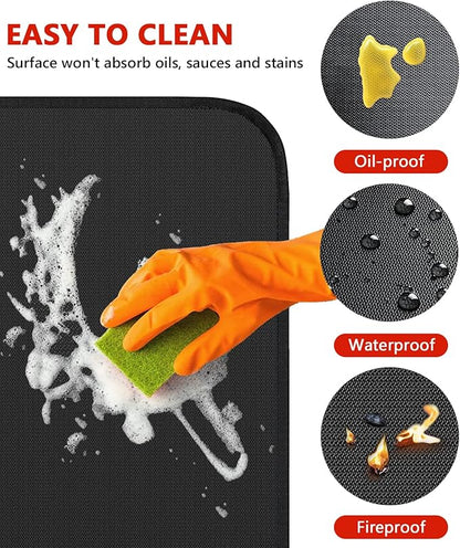 Protebox 48 x 30 inch Under Grill Mats for Outdoor Grill, Double-Sided Fireproof Deck and Patio Protector Mat, Waterproof Oil-Proof BBQ Floor Pad Indoor Fire Pit Fireplace Mat