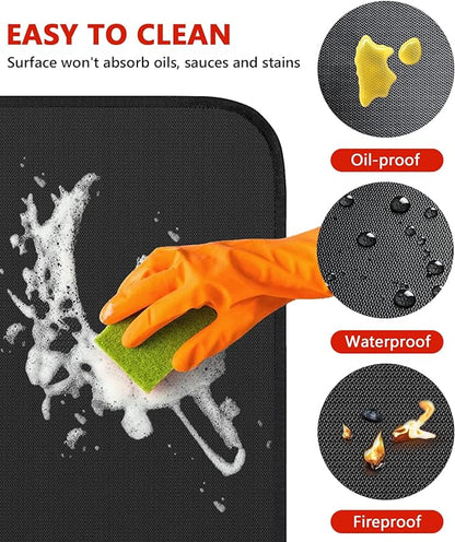 Protebox 75 x 40 inch Under Grill Mats for Outdoor Grill, Double-Sided Fireproof Deck and Patio Protector Mat, Waterproof Oil-Proof BBQ Floor Pad Indoor Fire Pit Fireplace Mat