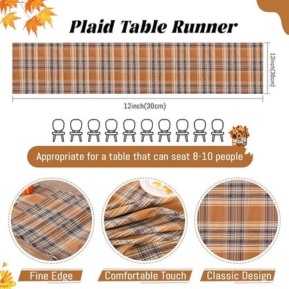 B-COOL Checkered Table Runners Plaid Fabric - 2PCS Rectangle 13x108 Inch Fall Themed Halloween Christmas Table Cloth for Indoor Outdoor Use Autumn Table Cover for Kitchen Home BBQs Parties