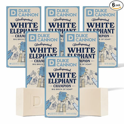 Duke Cannon Supply Co. White Elephant Bar Soap - 10oz Large Soap Brick with Citrus Musk Scent - Holiday Gag Gift, Funny White Elephant Gift Idea 6 Pack