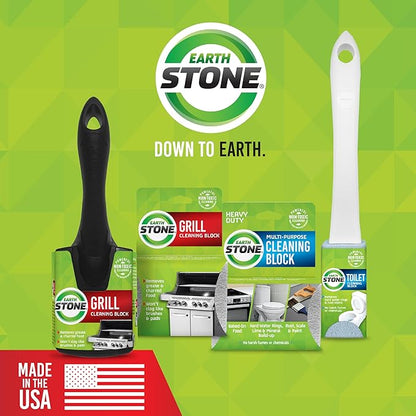 EarthStone Grill Cleaning Block Kit, Bristle Free Grill Scraper, 3 Grill Cleaning Blocks and 7" EZ-Grip Handle