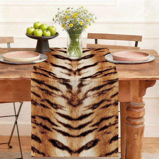 Tiger Print Table Runner,Dining Decor for Kitchen Coffee Table Family Dinners Holiday Parties Wedding Events Decor(13x72 inch)