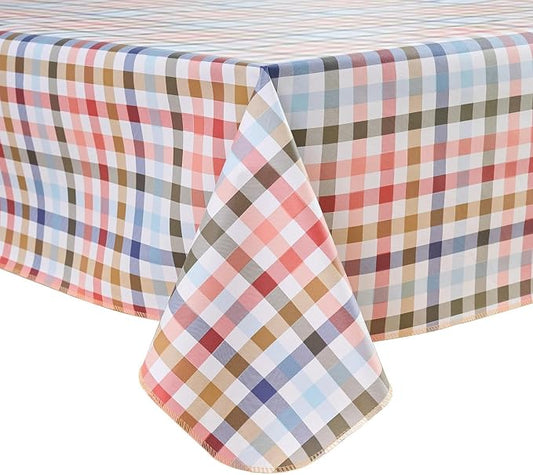 LIBERECOO Heavy Duty Vinyl Tablecloth with Flannel Backing Waterproof Oil-Proof Plastic Table Cloth Stain-Resistant Wipeable Rectangle or Square Table Cover for Indoor and Outdoor 54 x 54 Inch