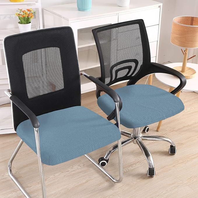 Smiry Office Computer Chair Seat Covers for Desk, Anti-dust Protector | Stretch Jacquard Removable Washable Desk Chair Seat Cushion Protectors, Airy Blue