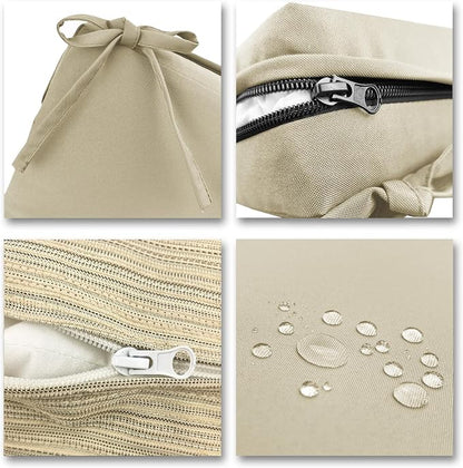 Bcareself Outdoor Deep Seat Cushion Set Waterproof & Fade Resistant Patio Furniture Cushions with Removable Cover Adjustable Straps Rain-Proof Seat Pad Back Cushion for Chair Sofa Porch 22 x 22 Beige