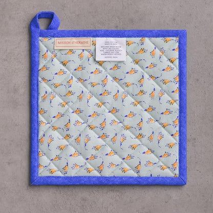 Maison d' Hermine Pot Holders 100% Cotton Heat Resistant Potholders 8" x 8" Hot Pads with Loop BBQ Cooking Baking Hotel Farmhouse Kitchen Handling Hot Pans Spring Summer (Pack of 2, Girassol)