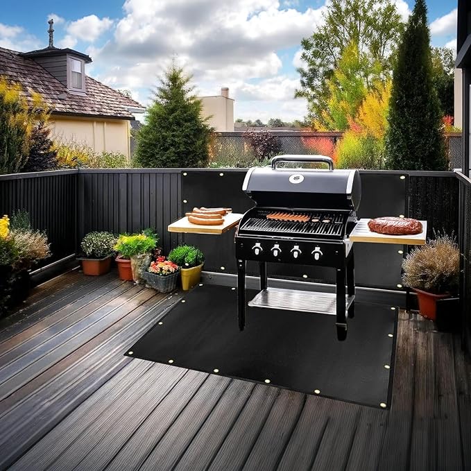 3' X 5' heat shield for the wall behind the grill, Fireproof heat shield for grill, protecting deck fence railing from grill heat, stove wall protector, BBQ Smoke，grill mats for outdoor grill