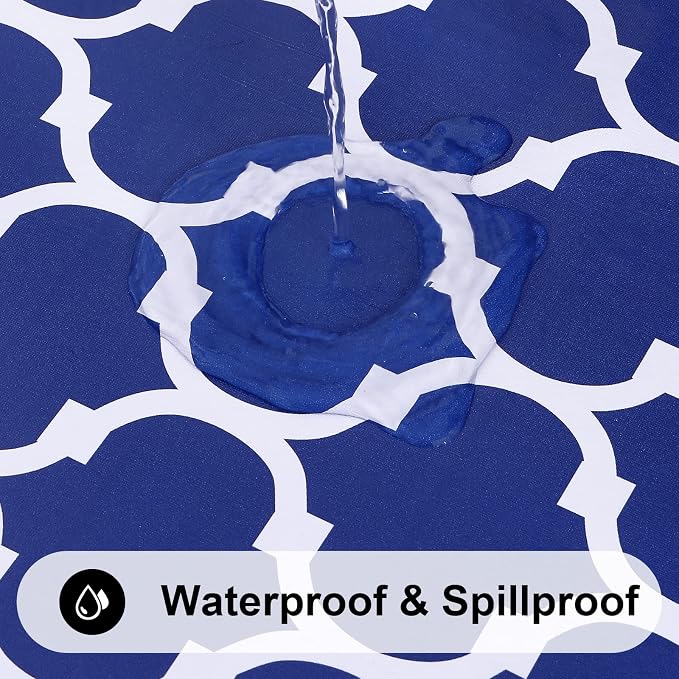 Smiry 2 Pack Round Plastic Table Cloth, Wipeable Spillproof Vinyl Tablecloths with Flannel Backing for Round Tables, Waterproof Plastic Tablecloth for Dining, Camping, and Indoor (60" Round, Navy)
