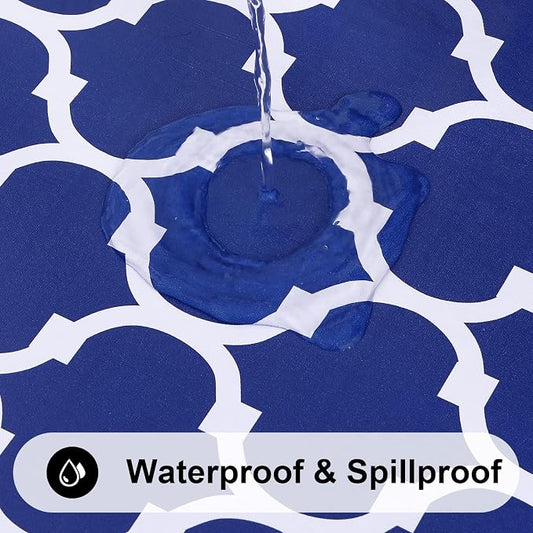 Smiry 2 Pack Round Plastic Table Cloth, Wipeable Spillproof Vinyl Tablecloths with Flannel Backing for Round Tables, Waterproof Plastic Tablecloth for Dining, Camping, and Indoor (60" Round, Navy)