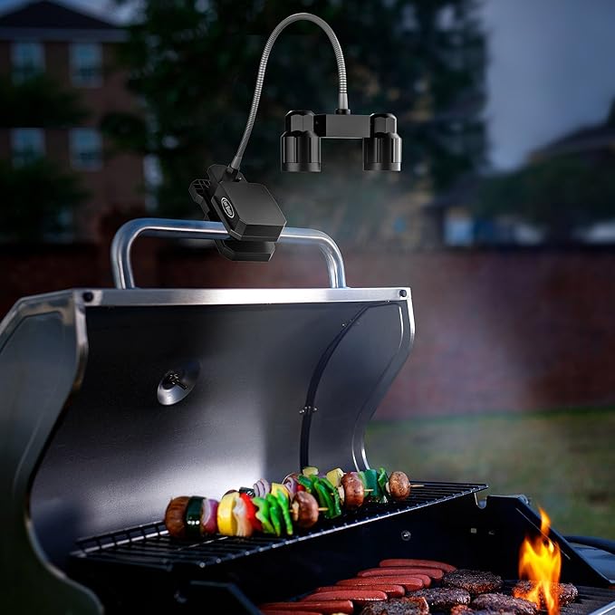 Grill Light - Magnetic Clamp LED Light with Flexible Gooseneck Arm for Grills, Smokers, or Griddles - Grilling Gifts for Men or Women by Chef Buddy