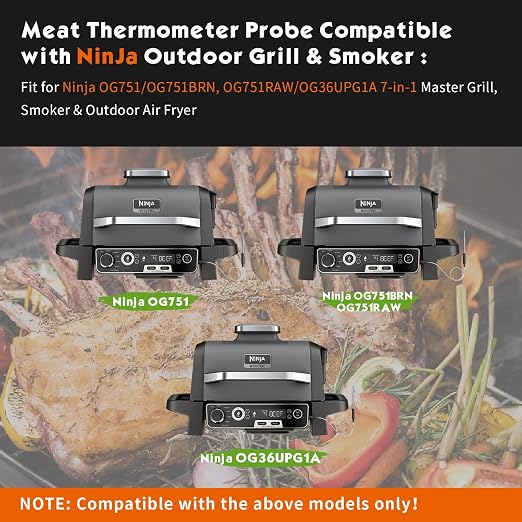 Replacement Thermometer Meat Probe for Ninja OG751 Woodfire Pro Outdoor Grill & Smoker Compatible with Ninja OG700 Series adn OG36UPG1A, BBQ Grills Accessories, 127HY751, 1 Pack