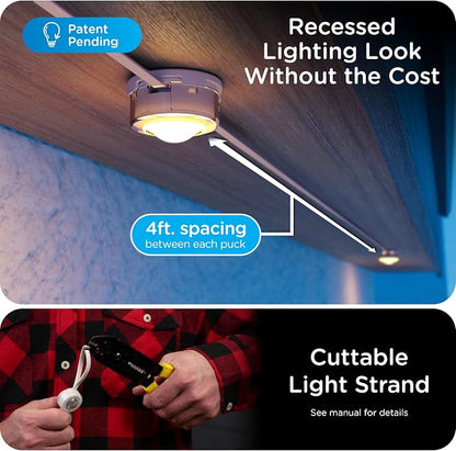 Enbrighten Accent Permanent Outdoor Lights, 100ft, 24 Lights, Smart | White Cord, RGBWIC LEDs, Weatherproof, Cuttable, Link to 200ft, Christmas, App Control, Works with Alexa & Google Home