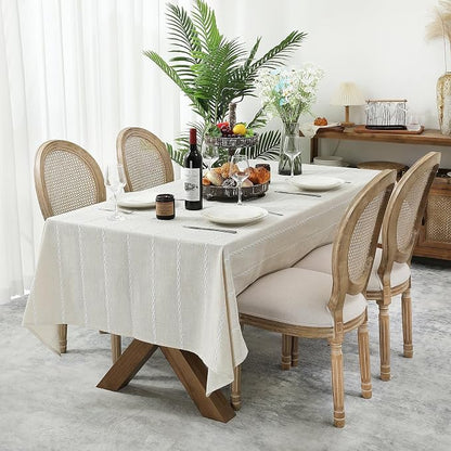 Chassic 60 x 60 inches Farmhouse Style Linen tablecloths, Wrinkle Resistant Washable Dining Room Table Cloths for Square Tables - Beige
