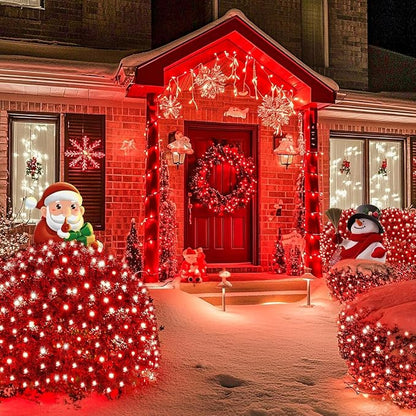 JMEXSUSS 360 LED Halloween Net Lights, Red, 12ft x 5ft | Outdoor Waterproof, Connectable, Plug in, Mesh Lights with Remote for Bushes Shrubs Christmas Halloween Decorations
