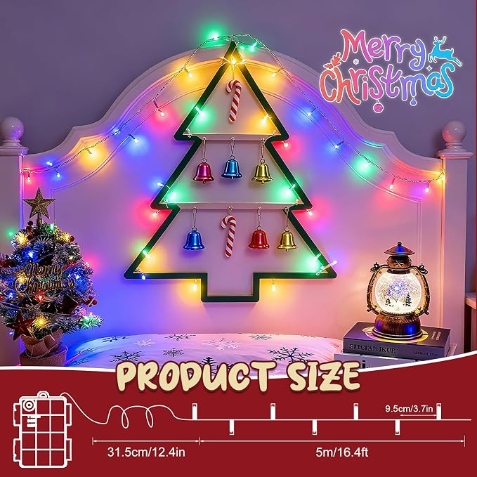 cshare Christmas String Lights Outdoor Waterproof 9.8ft 30 LED, Muliticolor Fairy Lights Battery Operated with Timer Clear Wire for Indoor & Outdoor Christmas Decorations Garland Party Garden 2 Packs