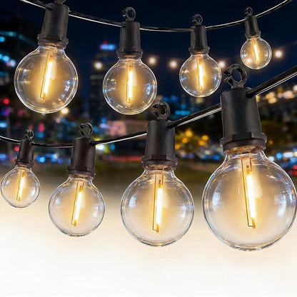 LED Outdoor String Lights, 100FT G40 IP65 Waterproof Patio Lights | 50+2 Shatterproof Bulbs, UL Certified, Plug-In, Connectable, Hanging Light for Backyard Porch Home Decor, Warm White