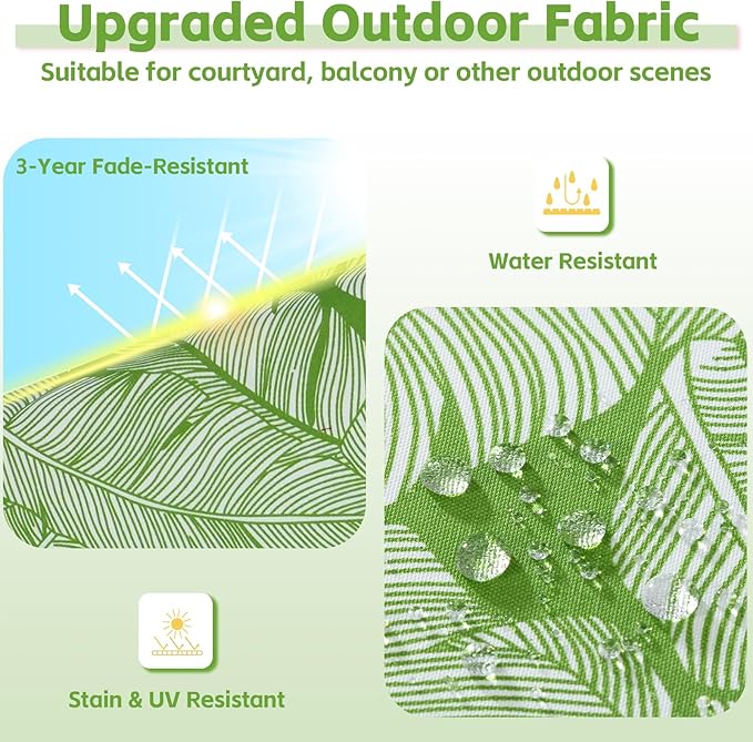 COZYVIDA Outdoor Dining Chair Cushion Set of 4, 20"x20" Square Seat Pads with Tie Straps and YKK Zippers, 30D High-Density Foam, Water-Resistant Fabric,UV-Resistant 1000+ Hrs