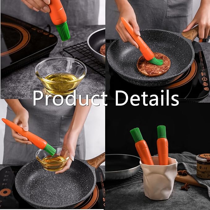 2 Pcs Silicone Oil Brush Creative Carrot Shape Silicone Baking Brush for Cooking, Kitchen Tool