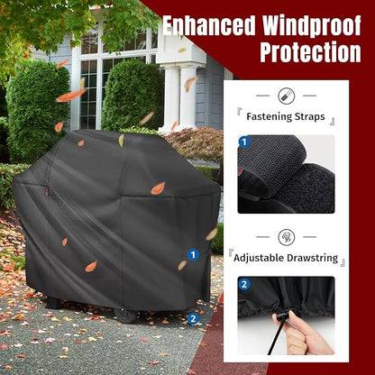 SHINESTAR 58 Inch Grill Cover for Weber Genesis II 300 Series & Genesis 300 Series, Heavy Duty Oxford Fabric BBQ Cover Waterproof UV Protection, Windproof with Magic Tape & Drawstring Bottom