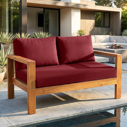 Outdoor Loveseat Cushion Set, 46" x 26", Loveseat Cushions for Outdoor Furniture, Waterproof & Fade-Resistant Patio Furniture Cushions, for Bench, Swing, and Couch, Burgundy