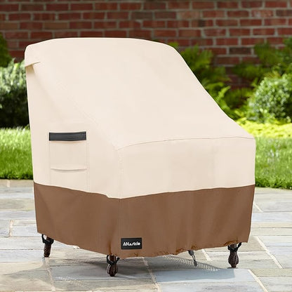ANartcle Patio Chair Covers,600D Waterproof Heavy Duty Outdoor Lawn Patio Furniture Covers,Patio Swivel Chair Covers for Outdoor Furniture,(32W x 35D x 36H inches) Beige&Brown