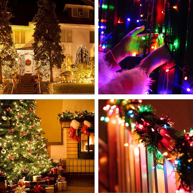 Color Chang Christmas Lights, Christmas String Lights | 105FT 300 LED End to End Connected 9 Modes Timer Remote for Outdoor Indoor Trees, Garden, Party (Warm White + Multicolor)