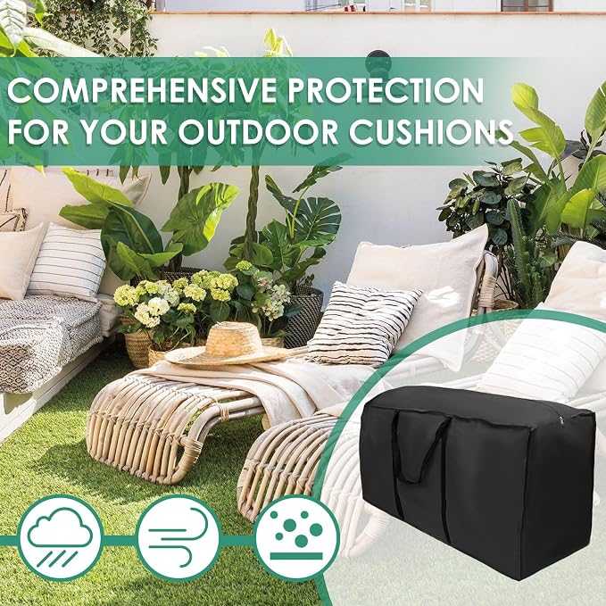 2 Pack Patio Furniture Storage Bag Extra Large Protective Cushion Bag with Zipper and Handles,Waterproof Cushion Storage Bags for Patio Furniture Christmas 68 inch L x 30 inch W x 20 inch H (2)