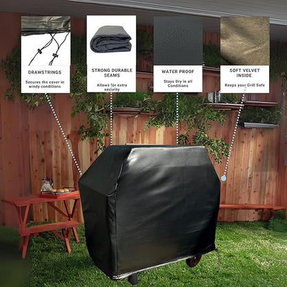 Formosa Covers | All Weather BBQ Outdoor Grill Cover - Soft Cotton Lining Protects Your Stainless Steel Extra Large Freestanding Grill - 84" L x 26" D x 48" H Black Vinyl, Weber, Brinkmann, CharBroil