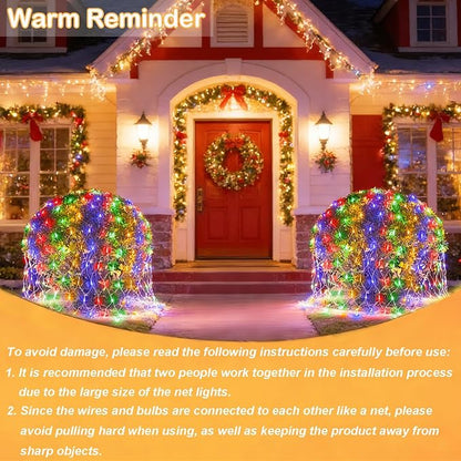 300 LED Net Lights for Bushes, 14.8ft x 5ft 8 Modes Christmas Outdoor Mesh Lights Connectable, Waterproof Decorative String Lights Plug in for Xmas Tree Garden Wedding Party (Clear Wire, Mulitcolor)