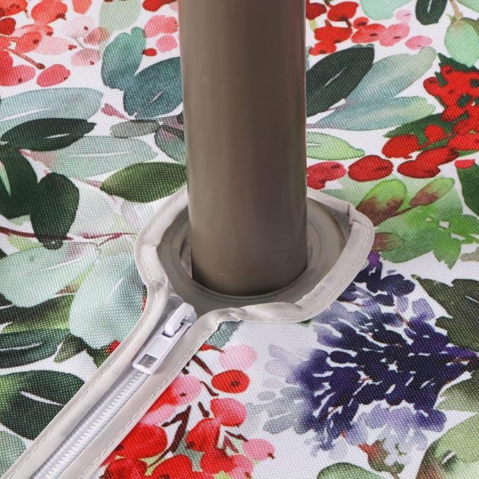 EHouseHome Outdoor Indoor 60x84 inch Round Tablecloth with Umbrella Hole and Zipper, Waterproof Zippered Patio Table Cloths, Spring/Summer Table Covers for Backyard Circular Table/BBQs/Picnic
