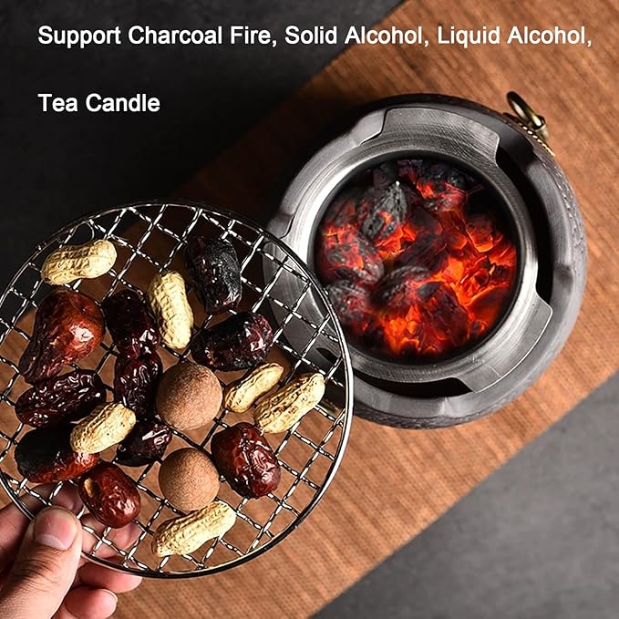 Clay Charcoal Stove Tea Set Kung Fu Tea Stove Outdoor Heating Stove Barbecue Oven Pottery Stove for Home Camping Cooking Accessories(Large)