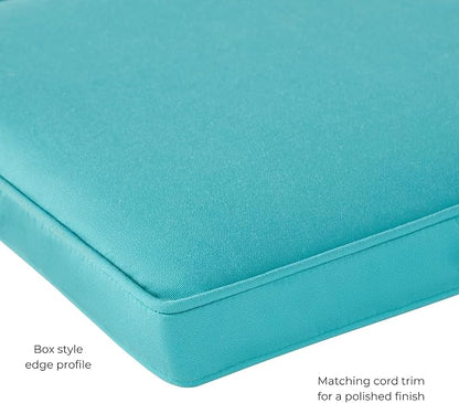 Indoor/Outdoor Chair Pads in Sunbrella Fabric – 17''x17'' Patio Seat Cushions with Foam Insert, Removable Reversible Cover & Ties for Patio Dining Chairs – Set of 2 or 4, Canvas Aruba