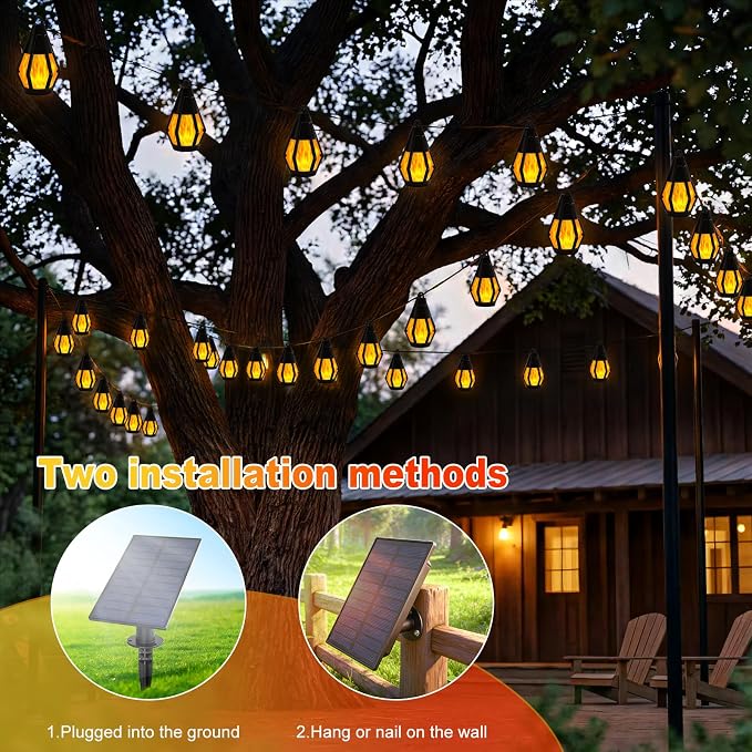 Vivideal Solar String Lights Outdoor 31FT 10 LED Solar Halloween Lights | Orange Halloween Lights Outdoor Waterproof for Gazebo Patio Garden Porch Party Christmas Tree Halloween Decorations