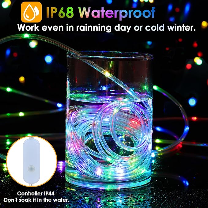 Nazuwke 66Ft LED Rope Lights Outdoor, 18 Colors Changing String Lights Plug in with Remotes, Waterproof 200 LEDs Multicolor Fairy Light, RGB Christmas Rope Lighting for Bedroom Garden Halloween Decor