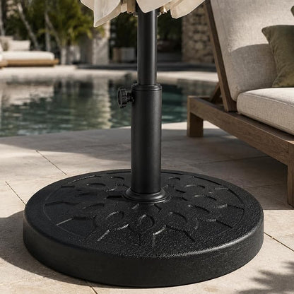 28.7 Lbs 17.91 Inch Round Umbrella Stand, Heavy Duty Weighted Base for Outdoor Market Parasols, Stable Holder for Patio Deck Lawn Garden Poolside, Black