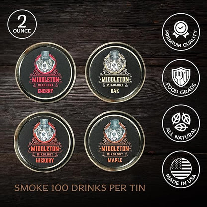 SmokeTop® 4 Pack of Wood Chips - Cocktail Smoker Chips for Old Fashioned Cocktails, Whiskey, & Bourbon - Made in The USA (Cherry, Hickory, Maple, Oak)