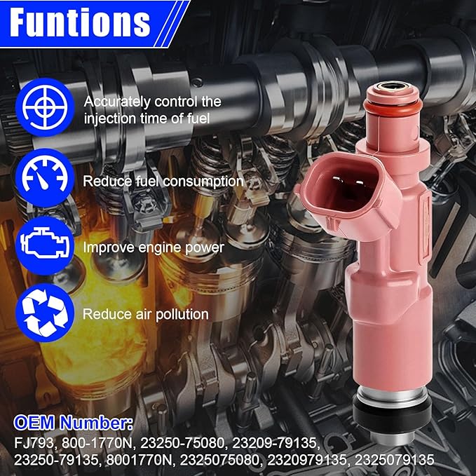 Set of 8 Fuel Injectors FJ793 for Toyota Tacoma 2.4L 2.7L 2000-2004 for 4Runner 2.7L 2000 Replacement 23209-79135 23250-75080
