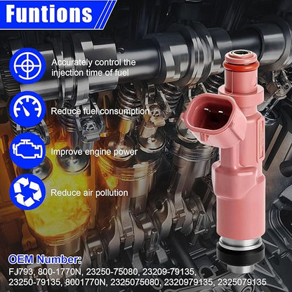 Set of 8 Fuel Injectors FJ793 for Toyota Tacoma 2.4L 2.7L 2000-2004 for 4Runner 2.7L 2000 Replacement 23209-79135 23250-75080