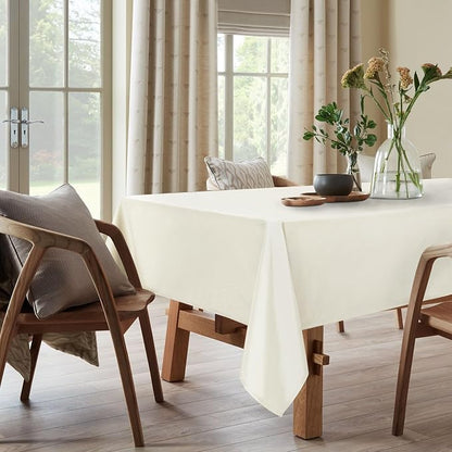 DWCN Rectangle Tablecloth - 54 x 80 Inch - Waterproof Stain and Wrinkle Resistant Washable Table Cloth, Decorative Fabric Table Cover for Kitchen Dining Room Party and Outdoor Use, Ivory