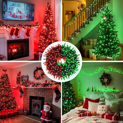 JMEXSUSS 66ft 200 LED Color Changing Christmas Lights, Red & Green | Plug in, Connectable, String Lights with Remote, Waterproof Christmas Lights for Tree Party Yard Halloween Xmas Decor