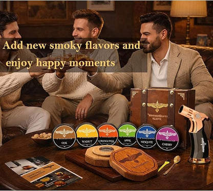 Whiskey Smoker Kit with Torch, Drinks| Cocktail Smoker Kit| Bourbon Smoker Kit with Torch,6 Flavor of Wood Chips,Old Fashioned Smoker Kit,Smoked Whisky Gift for Father's Day (No Butane Incl.)