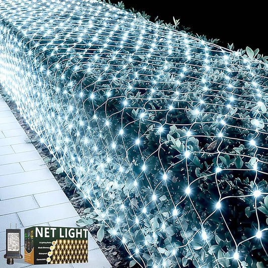 LitHome 21ft x 5ft Christmas Net Lights Outdoor, 360 LED Mesh Fairy String Lights with 8 Modes, Connectable Plug in Waterproof Mesh Lights for Bushes,Trees,Garden,Patio,Yard Decorations(White)