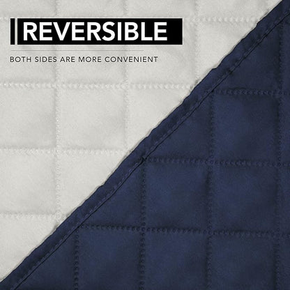 Easy-Going Reversible Couch Cover, Recliner 19 in, Navy/Ivory | Machine Washable Slipcover For Dogs, Water Resistant Furniture Mat For Living Room, Non-Slip Sofa Cover, Pet Friendly