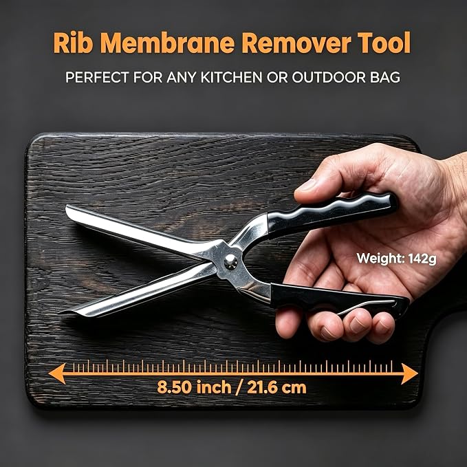 Rib Membrane Removal Tool Rib Prep Skinner for BBQ & Kitchen Meat | Quick Rib Membrane Peeler, Full-Wrapped Anti-Slip Handle, Food-Grade 304 Stainless Steel, Dishwasher Safe for Grilling
