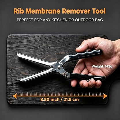 Rib Membrane Removal Tool Rib Prep Skinner for BBQ & Kitchen Meat | Quick Rib Membrane Peeler, Full-Wrapped Anti-Slip Handle, Food-Grade 304 Stainless Steel, Dishwasher Safe for Grilling